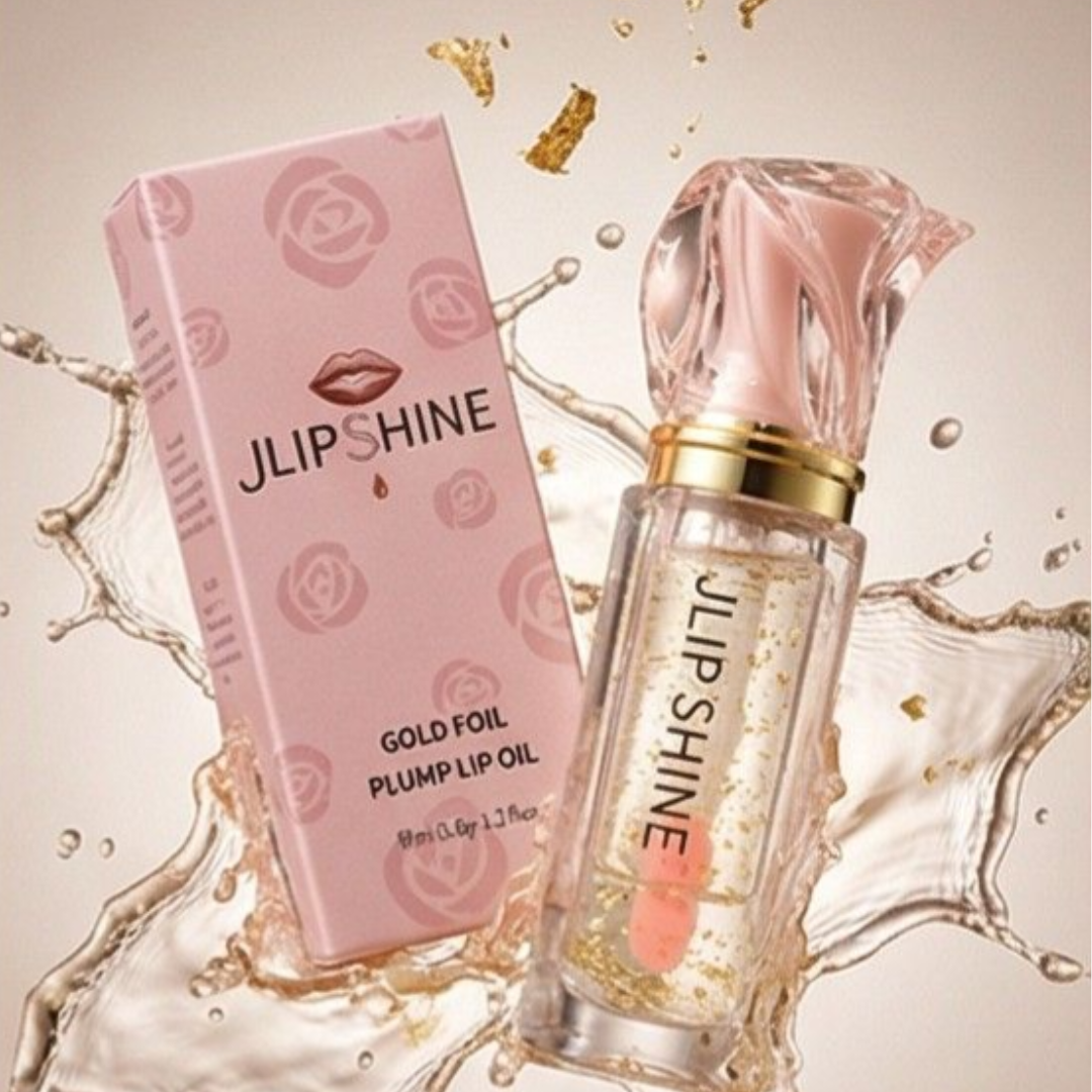 JLipShine luxury lip oil treatment with gold foil
