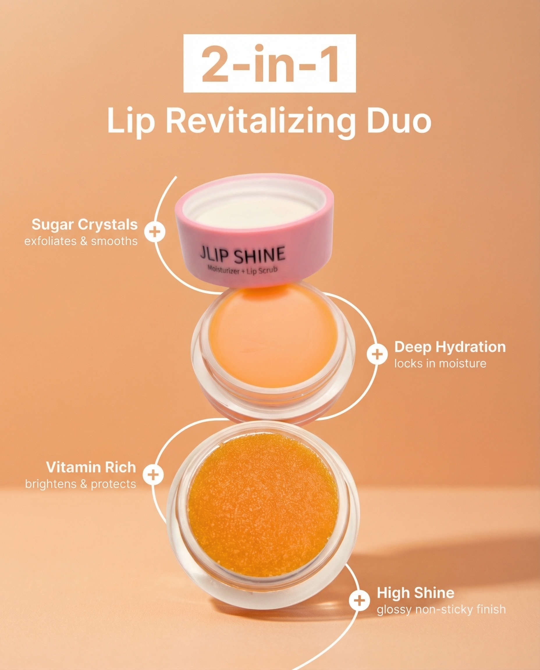 2-in-1 Lip Moisturizer + Lip Scrub Exfoliates-Smooth. Nourish.