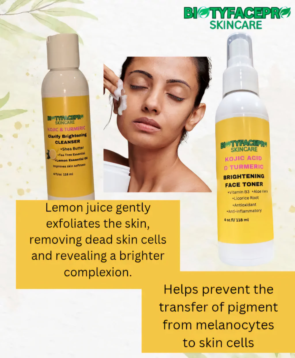 Facial Brightening Kit with  Kojic Acid & Turmeric - BIOTYFACEPRO SKINCARE 