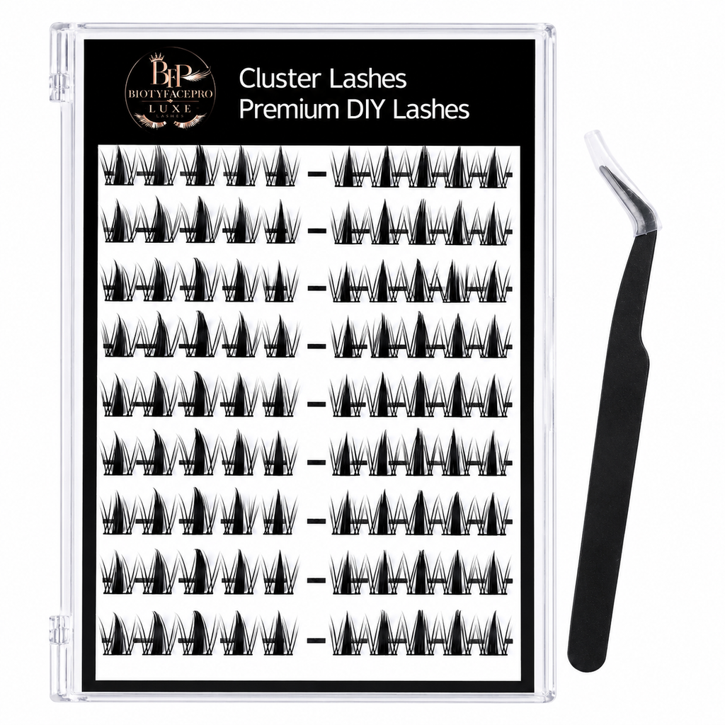 BIOTYFACEPRO Luxe Cluster Lashes – Premium DIY Lash Extensions | Glue-Free | Natural Wispy Volume | Lightweight & Long-Lasting