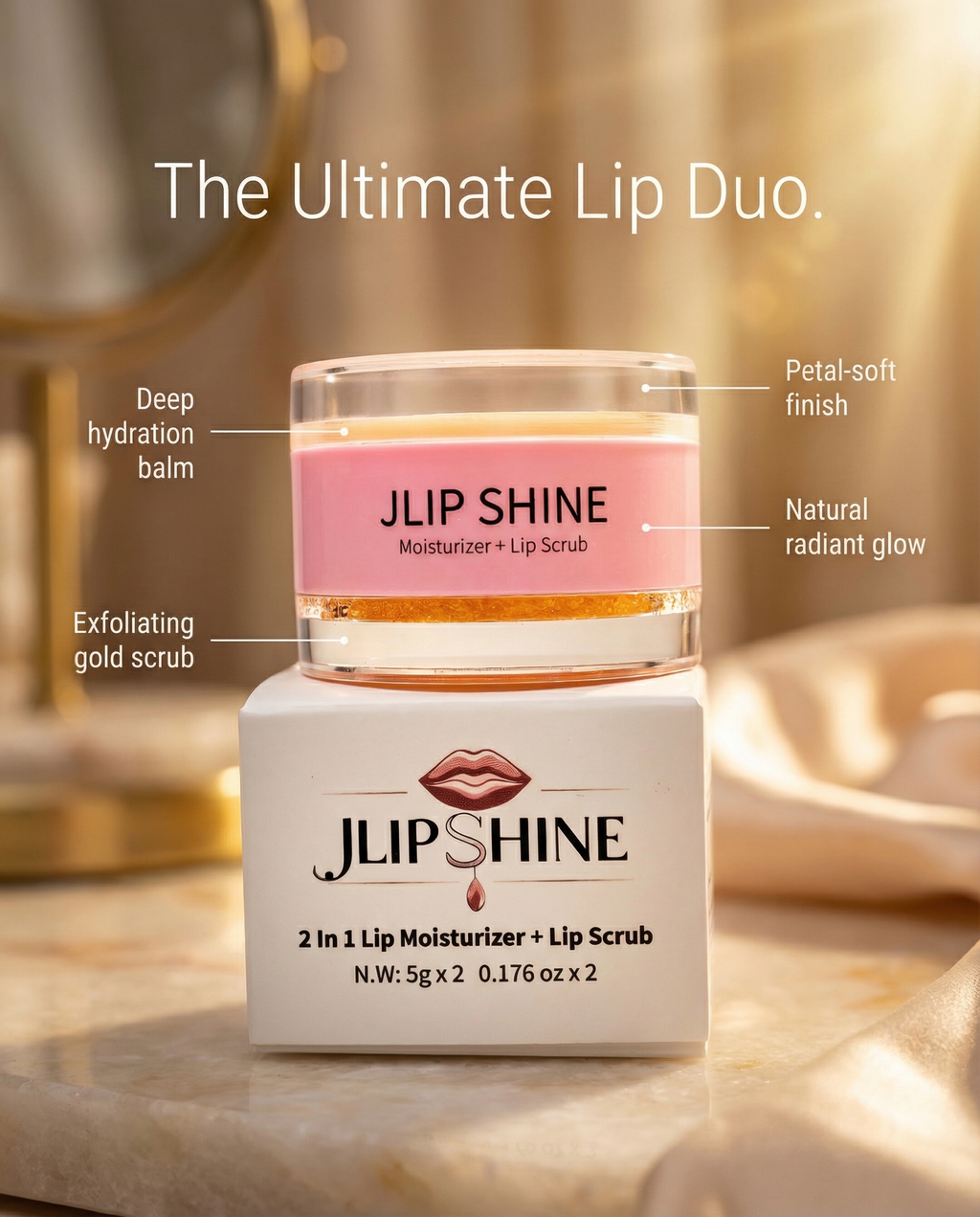 2-in-1 Lip Moisturizer + Lip Scrub Exfoliates-Smooth. Nourish.
