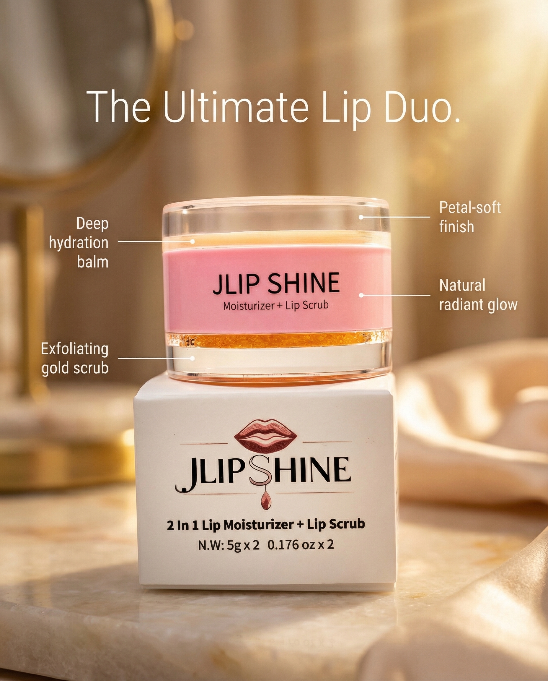 2-in-1 Lip Moisturizer + Lip Scrub Exfoliates-Smooth. Nourish.