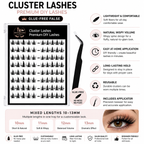 BIOTYFACEPRO Luxe Cluster Lashes – Premium DIY Lash Extensions | Glue-Free | Natural Wispy Volume | Lightweight & Long-Lasting